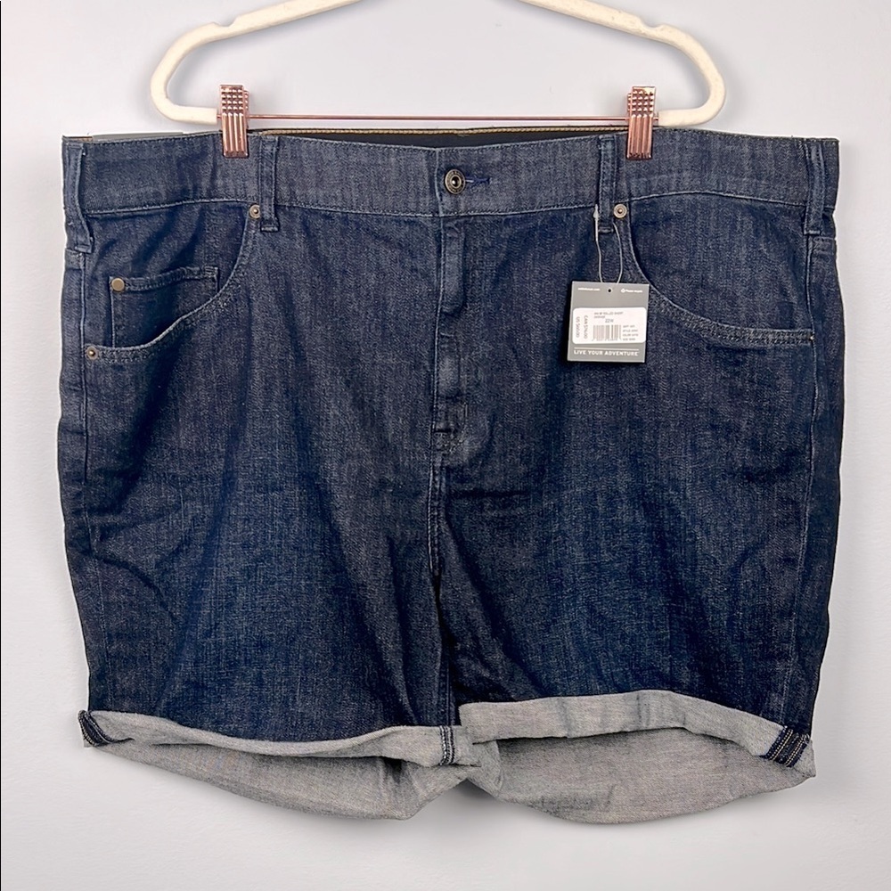 Eddie Bauer NWT plus size 22w boyfriend dark denim rolled shorts